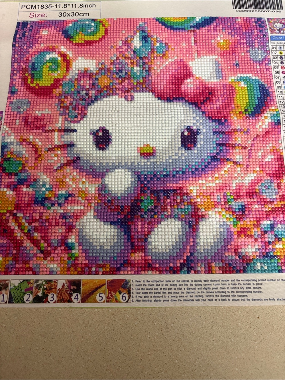 Cute White Kitty Diamond Art Mosaic - Pink Multicolor